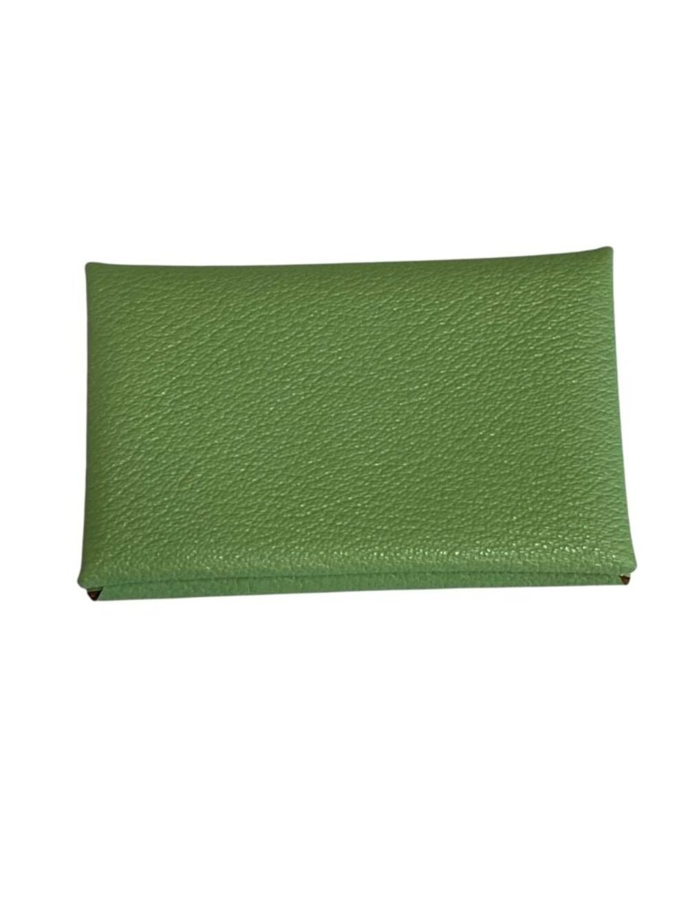 Hermes Calvi Verso Chevre Mysore Card Case Vert Criquet Green
